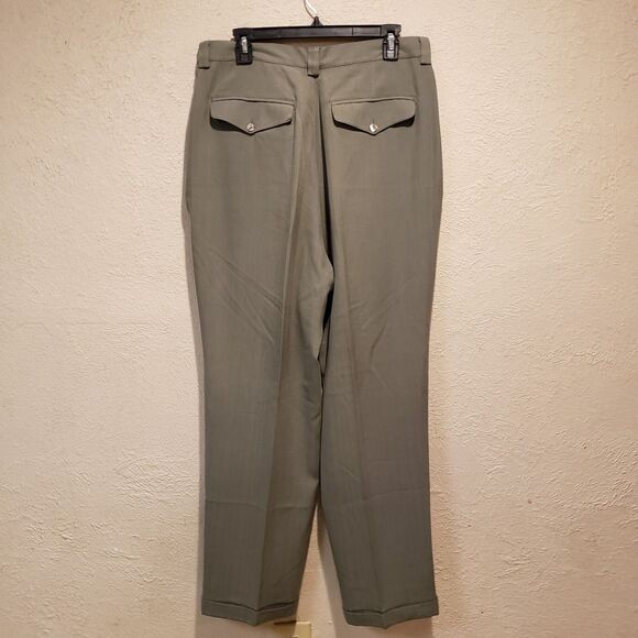 Tommy Bahama Relax 100% Silk Pants Men’s Sz 16 Green Chinos Khakis Pleated - Picture 6 of 7